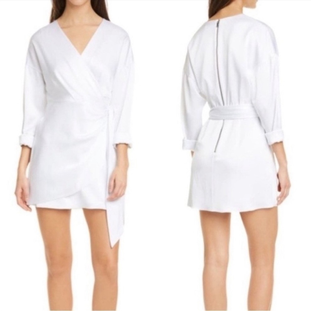 Alice + Olivia Ophelia White Faux Wrap Dress